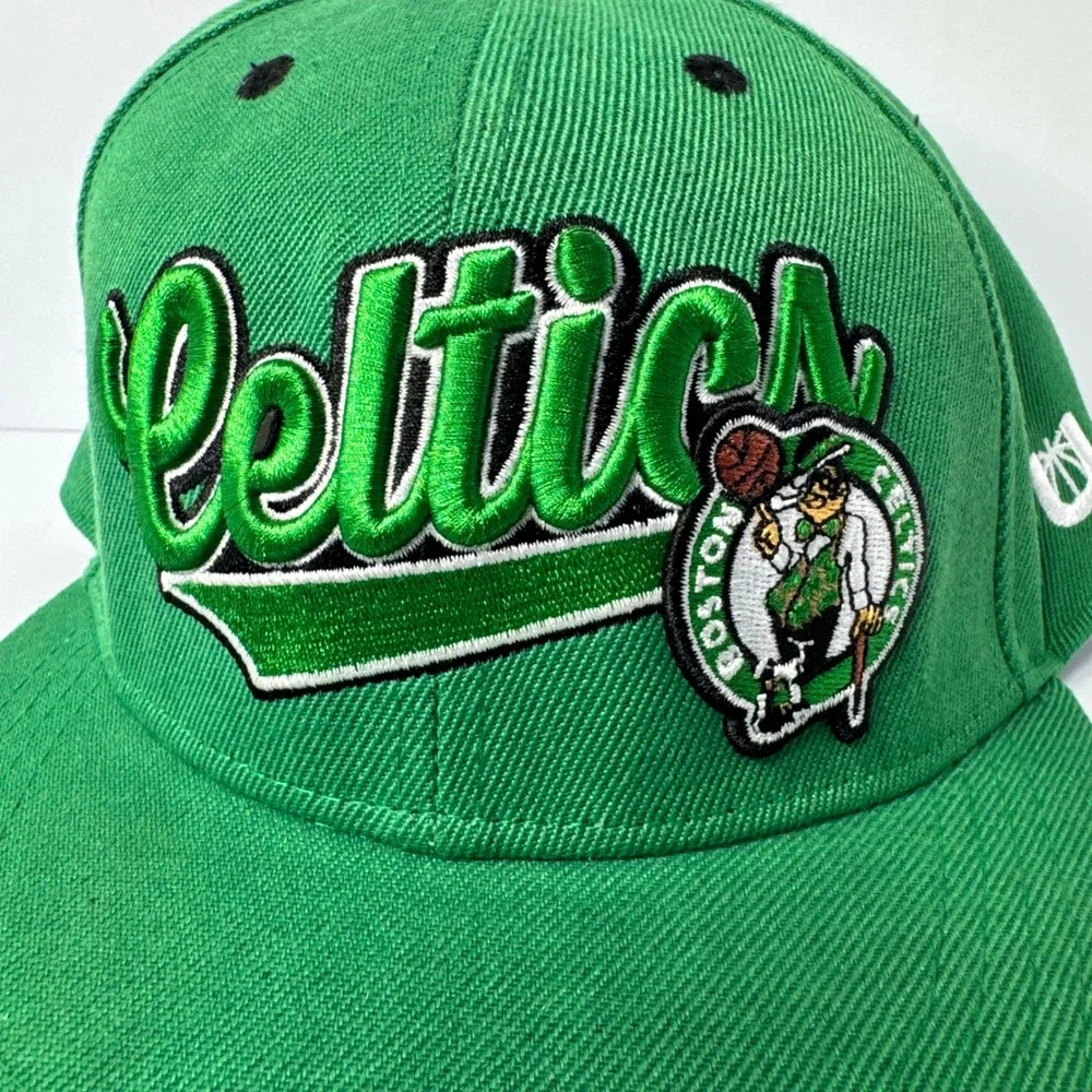 Ultra Game Boston Celtics‎ NBA Snapback Hat Green Embroidered Flat Brim Cap OSFM